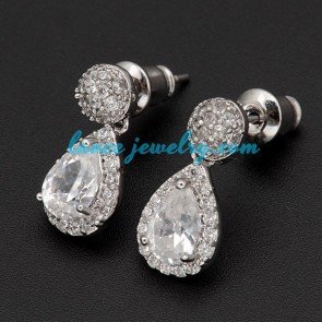 Charming cubic zirconia & alloy decoration earrings