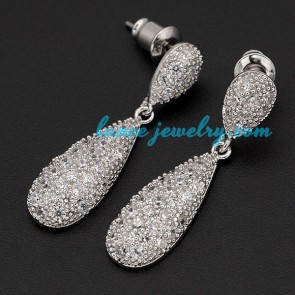Delicate earrings with cubic zirconia pendants decoration