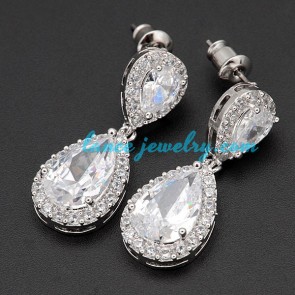 Beautiful drop earrings decorated with cubic zirconia