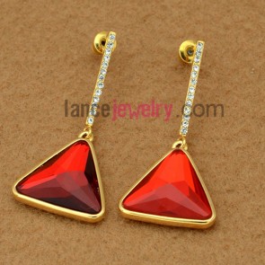 Distinctive rhinestone & crystal decoration drop earrings