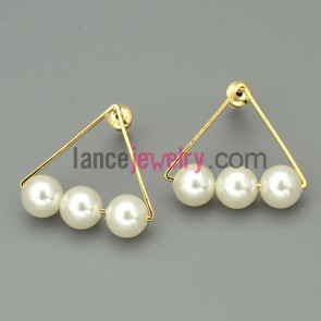 Elegant imitation pearl ornate drop earrings