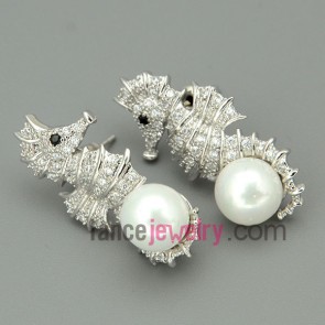Lovely animal model decorated drop earrings