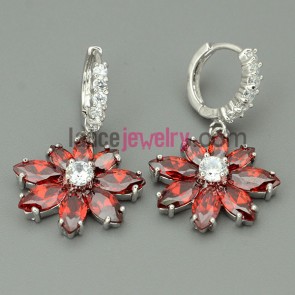 Gorgeous red color decorated pendant drop earrings