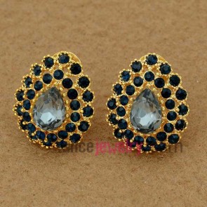 Nice zinc alloy stud earrings decorated with black crystal