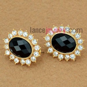 Fancy rhinestone & crystal decoration zinc alloy stud earrings