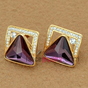 Fashion stud earrings with crystal decoration