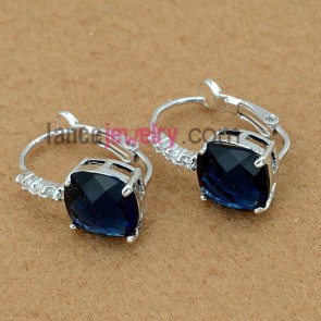 Classic blue color zirconia decorated earrings