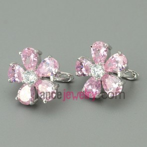 Lovely pink color beads decorated stuid earrings