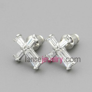 Cross shape studded earrings