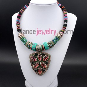 Trendy necklace decorated with colorful pendant