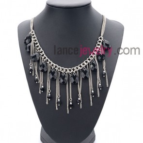Cool necklace with chain pendant  decorated black acrylic beads 