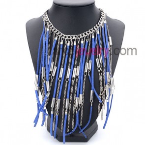 Fashion necklace with chain pendant decorated brass and korean
cashmere
