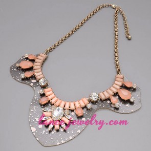 Fashion necklace with PVC & orange crystal beads 