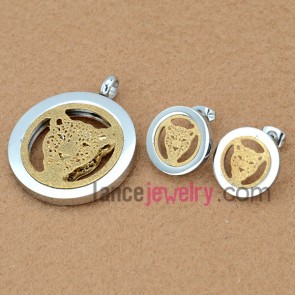 New Stainless Steel Jewelry Sets, Pendant & Earring,Cheetah Style