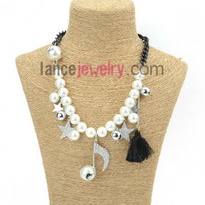 Popular sweater chain with sweet stars and muscial note pendants