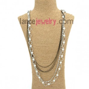 Fashion multi chains with platic imitation pearl beads decorated