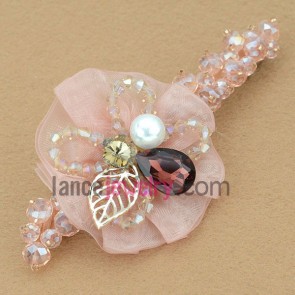 Nice pink color flower model decorated hair clip