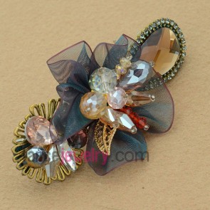 Fashion coffee color crystal decorated hair clip