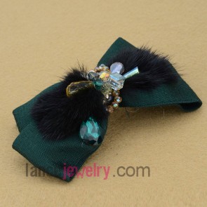 Classic dark green color bow tie style with ccb and crystal neads\