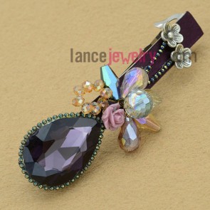 Nice hair clip with crystal and ccb beads decoration