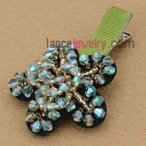 Unique hair clip with ccb beads decorated flower design