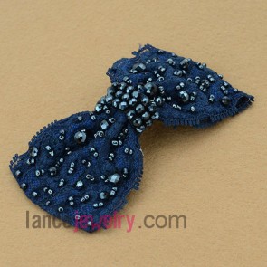 Elegant blue color bow tie with ccb beads decorated