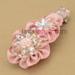 Sweet pink color hair clip with ccb beads decoration