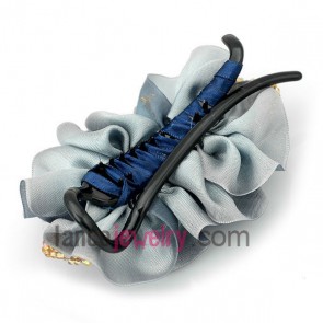 Handmade blue ribbon hair clip