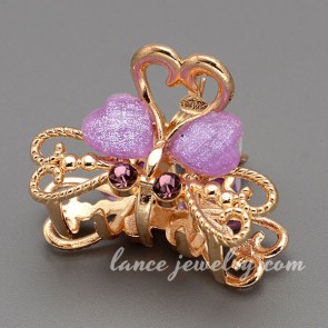 Fashion zinc alloy hair claw decorated with butterfly model of resin