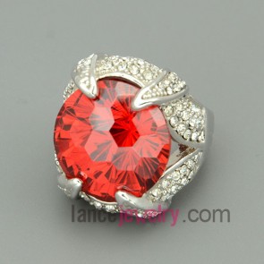 Gorgeous red color crystal and rhinestone decorated alloy rings