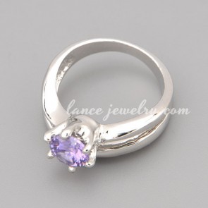 Cute ring with shiny purple crystal