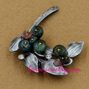 Dark green color resin beads decoration brooch