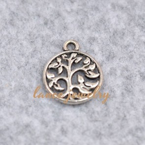 Life tree circle silver zinc alloy pendant