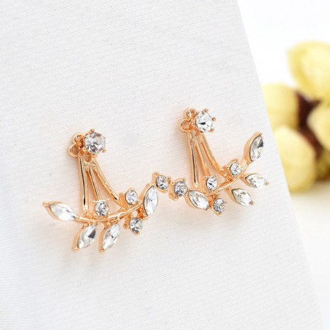 Factory Wholesale Girl Jewelries Leaves Earrings Hanging Branches Diamond Earrings