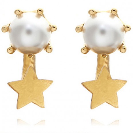 The New Five-pointed Star Embedded Dual-use after Pearl Earrings
