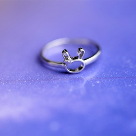 Factory Wholesale New 925 Sterling Silver Ring Cute Small Bunny Opening Ring
