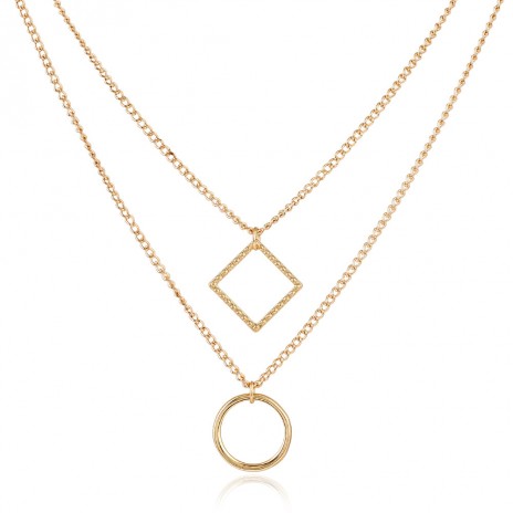 European and American Fashion Simple Multilayer Geometric Necklace Love Triangle Necklace