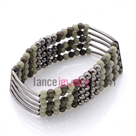 Acrylic & brass tube bead wrap bracelet 
