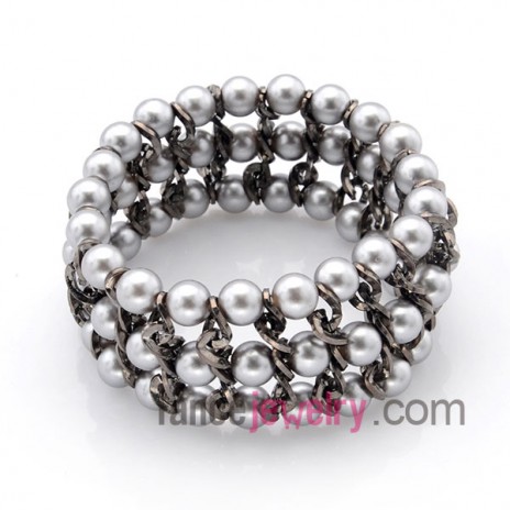Elegant imitation pearl & chain wrap bracelet