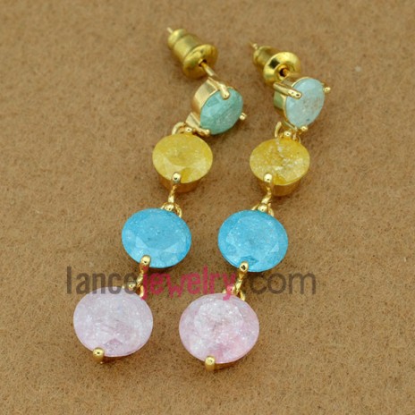 Nice mix color zirconia pendant decorated drop earrings