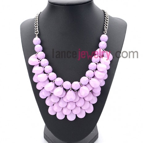 Sweet series necklace with purple water drops shape 

