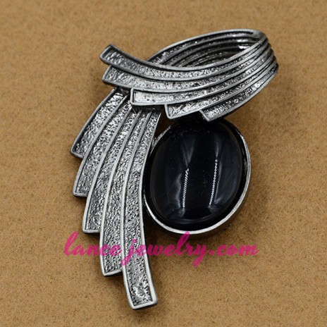Classic black color resin bead decorated brooch
