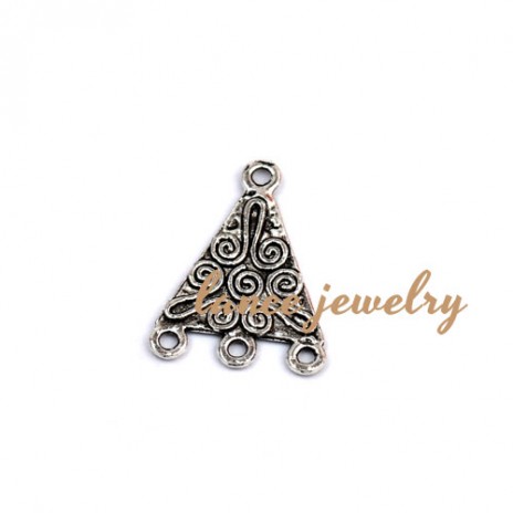Zinc alloy pendant,a triangle shaped pendant with four circles on the edge, flower pattern printed on the face