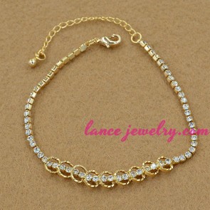 Nice alloy bracelet with rhinestone beads decorated