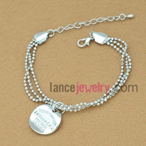 Distinctive beads chain bracelet decorated with alloy sequin