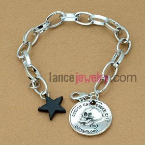 Retro alloy circular shape decoration chain link bracelet