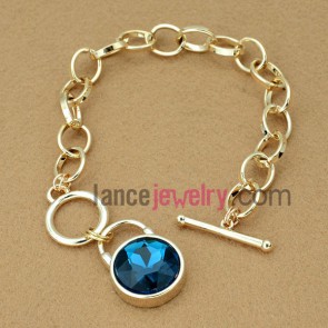 Blue crystal decoration chain link bracelet
