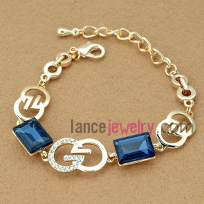 Popular blue crystal decoration chain link bracelet