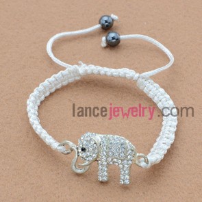 Sweet elephant decorated weaving bracelet