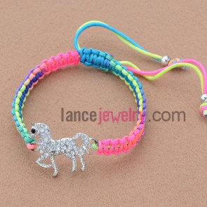 Lucky horse decorated weaving bracelet